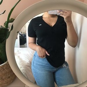 Lacoste Black V-Neck T Shirt